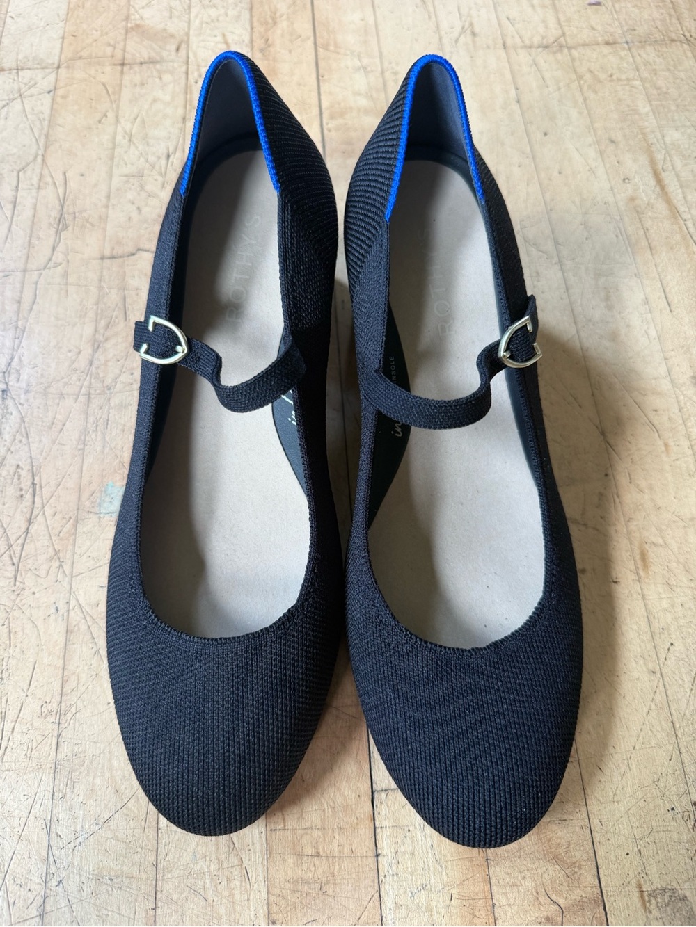 NWOT ROTHY’S The Mary Jane Block Heel Pump Round Toe Black Knit US 8.5 - Picture 2 of 12